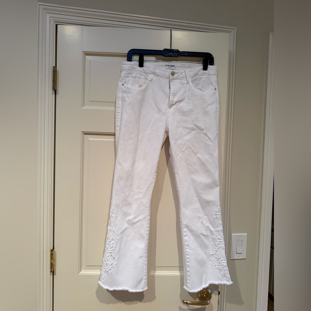 Frame Denim Women's Flare White Jeans -30
White with eyelet denim